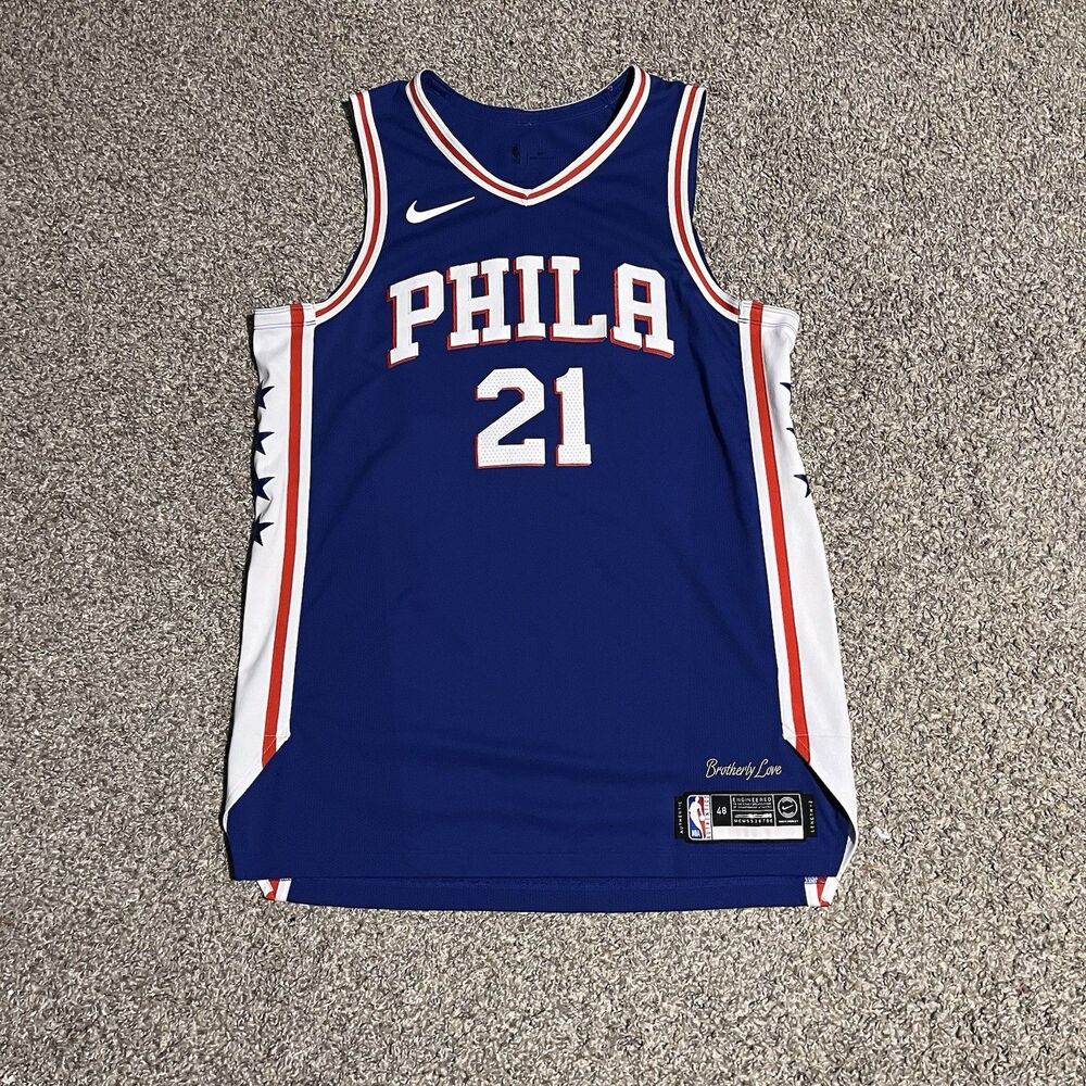 NBA Nike Authentic Philadelphia 76ers Joel Embiid Jersey #21 Stitched Mens L 48